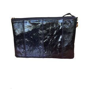 Vintage 1970s Blue Snakeskin Four Seasons Clutch Shoulder Crossbody Bag